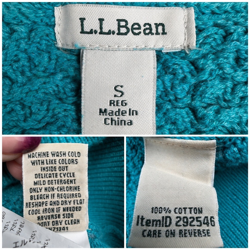 LL Bean Textured Cotton Boatneck Sweater Size Small Coastal Grandmother - Picture 4 of 8